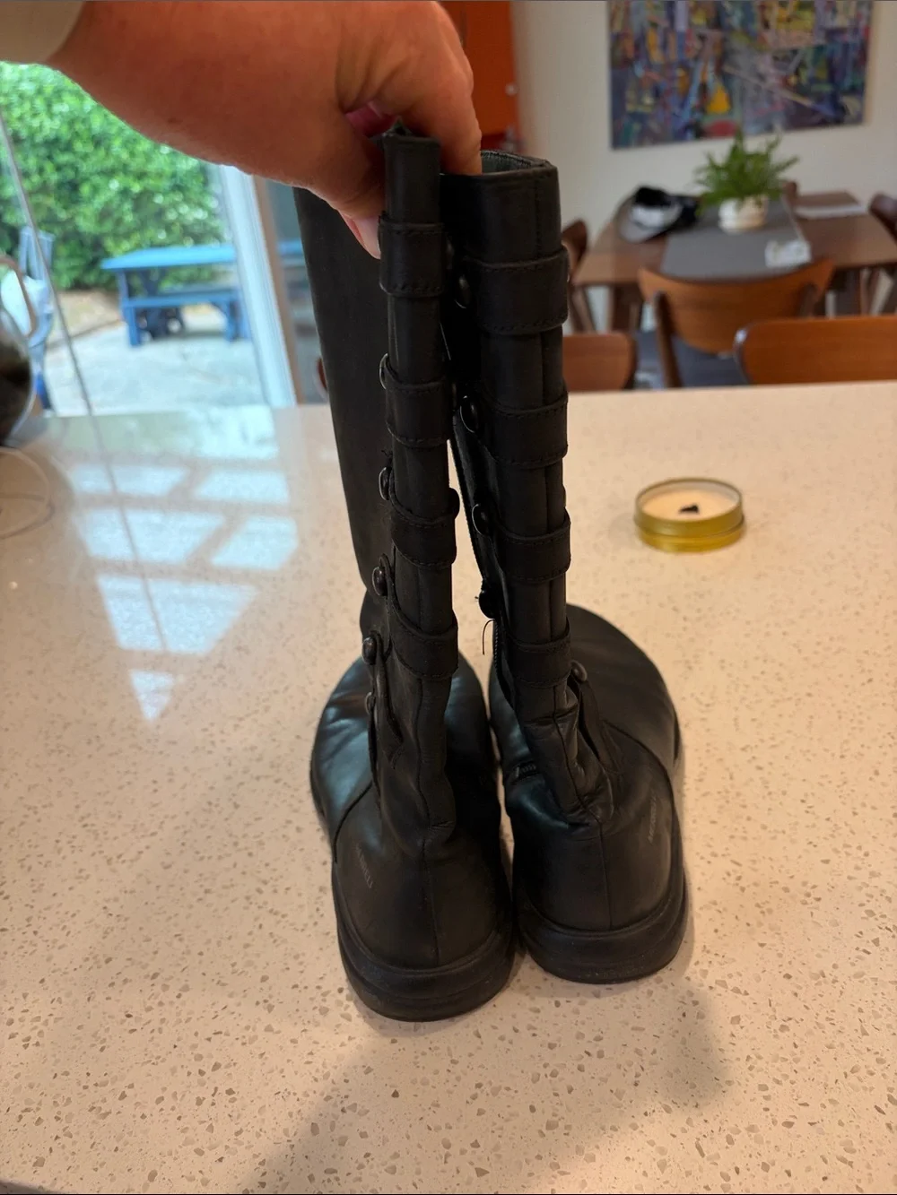 Merrell Black Leather Mid-Calf Button-Detail Boots